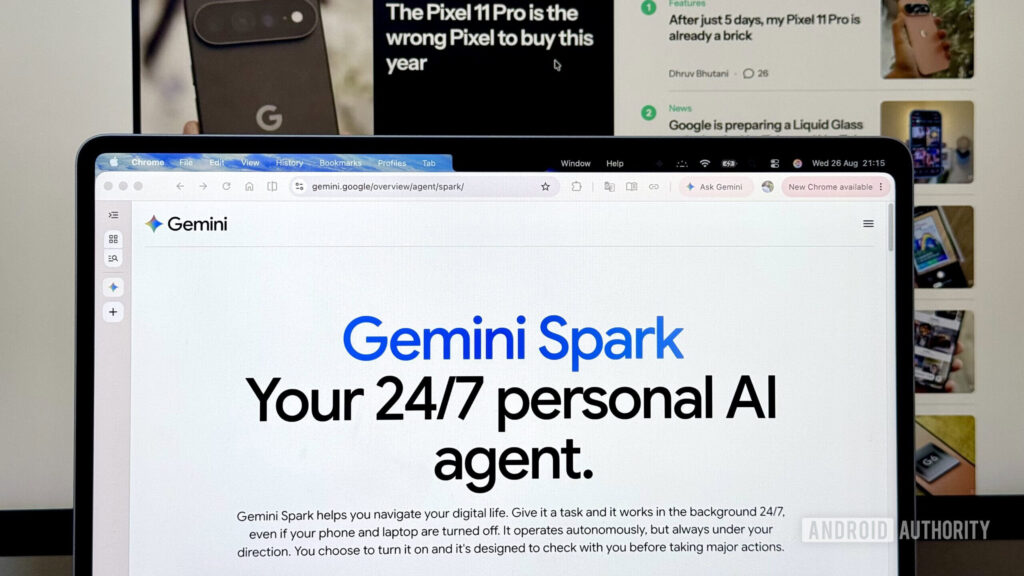 Gemini Spark website open on a MacBook Air