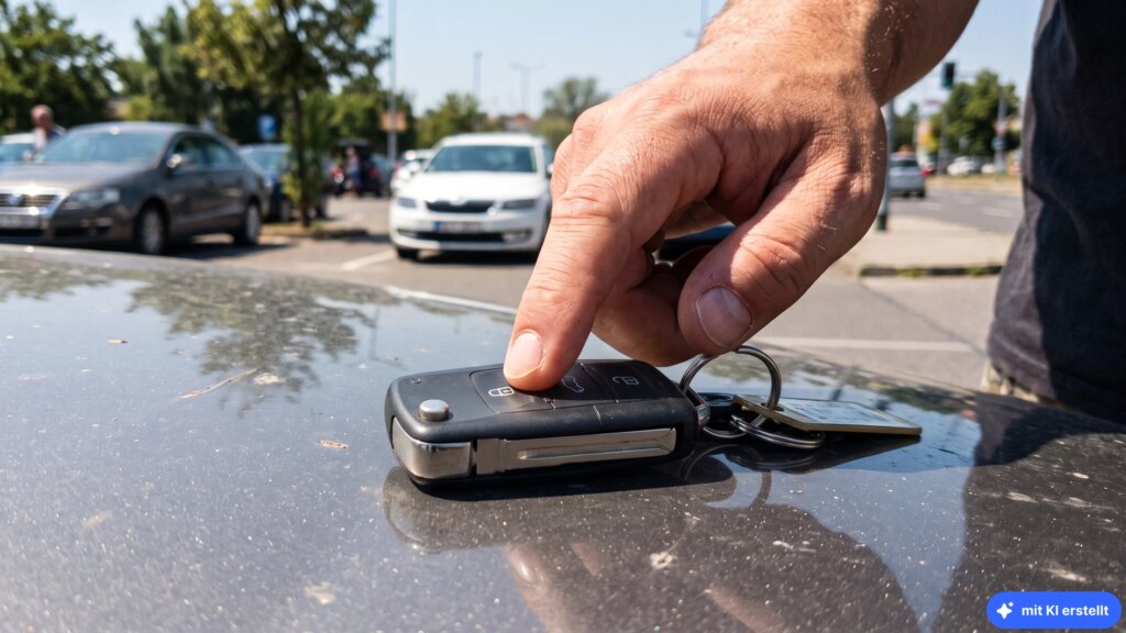 Autoschlüssel liegt auf einer Motorhaube