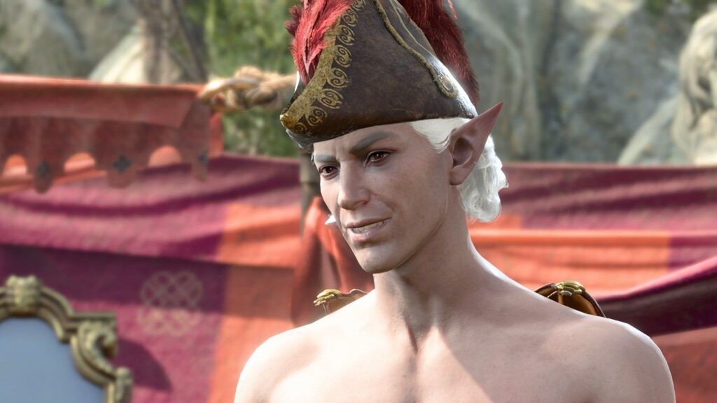 Larian gets briefly kicked off YouTube, TikTok for demonic smut reasons in Baldur’s Gate 3 Baldur's Gate 3 - Astarion wearing an admiral's hate in camp, shirtless