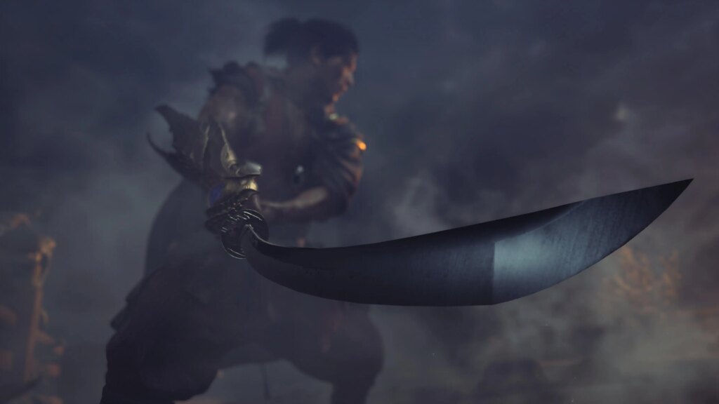 An in-game screenshot showing a man holding a sword.