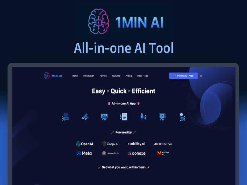Today only: Get GPT, Claude, Gemini, and more for life for $80 1min.AI Advanced Business Plan Lifetime Subscription