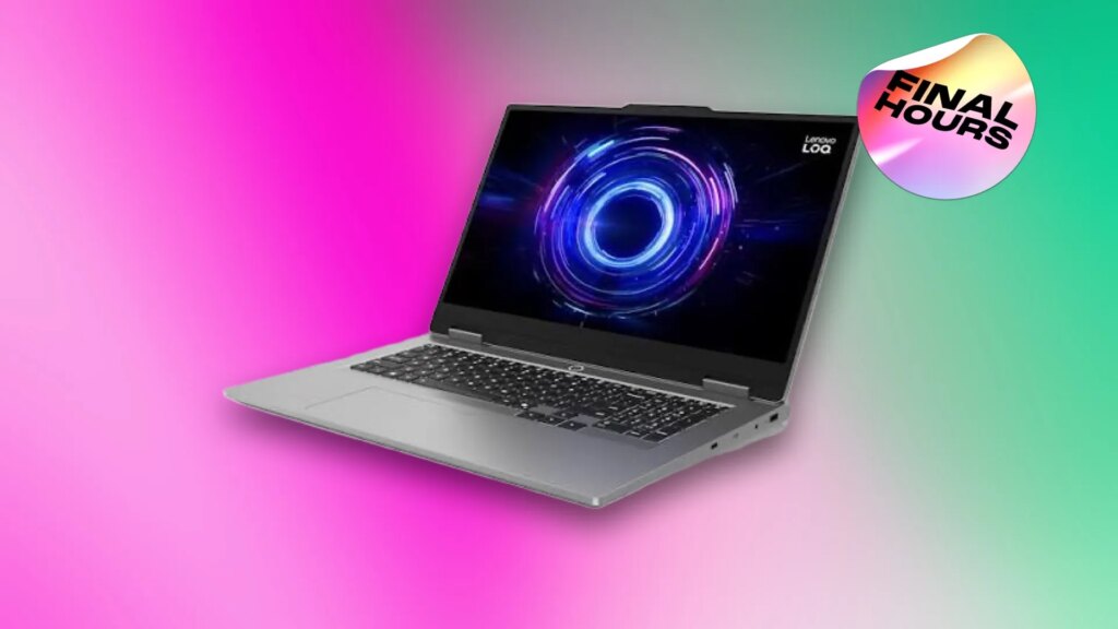 Today’s Deal Alert: Save $651 on This Lenovo LOQ Gaming Laptop A Lenovo gaming laptop on a pink and green CNET background with "final hours" sticker.
