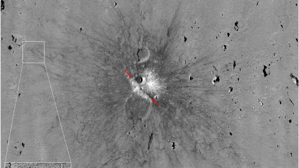 A scan of a crater on the moon.