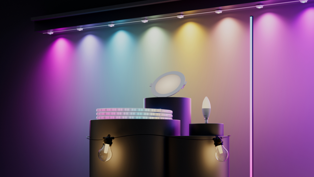 A Smart Innovation at IFA Wants to Light Your Home With All-New Sensor Combos Aqara lighting products on stands at an IFA booth.