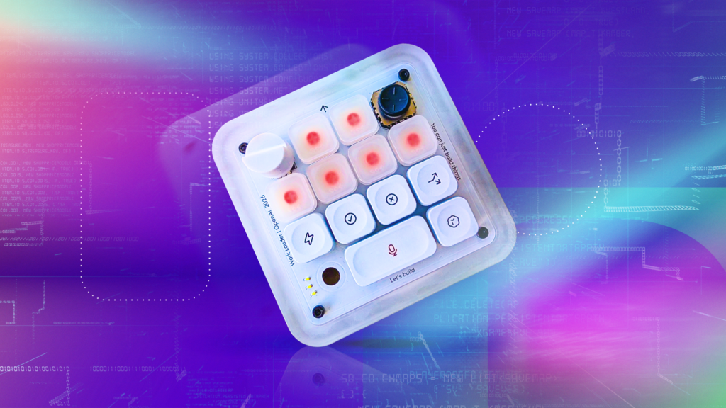 Codex Micro keypad on rainbow background