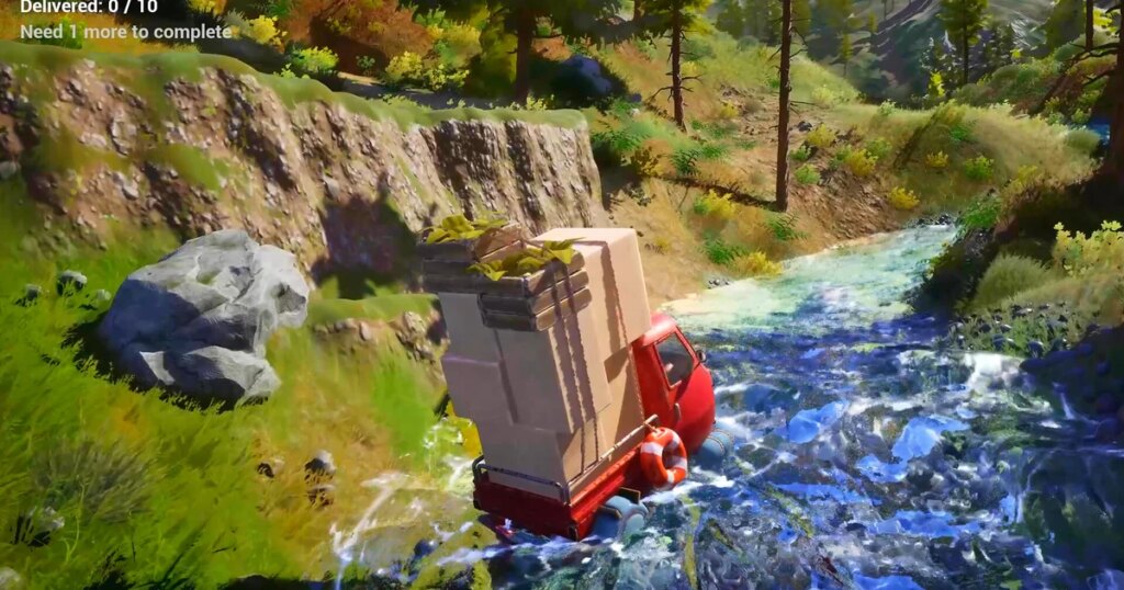 Deliver packages in foresty mountains and avoid thieving boars in the Death Stranding-adjacent and quite calm-looking Pinetrail Deliver packages in foresty mountains and avoid thieving boars in the Death Stranding-adjacent and quite calm-looking Pinetrail