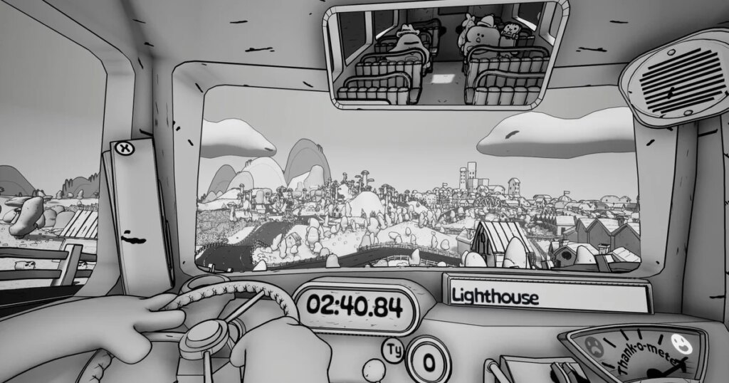 Double Fine’s first game post-Xbox split is a goofy bus driving sim all about slapping passengers who don’t follow the rules and doing a good job Double Fine's first game post-Xbox split is a goofy bus driving sim all about slapping passengers who don't follow the rules and doing a good job