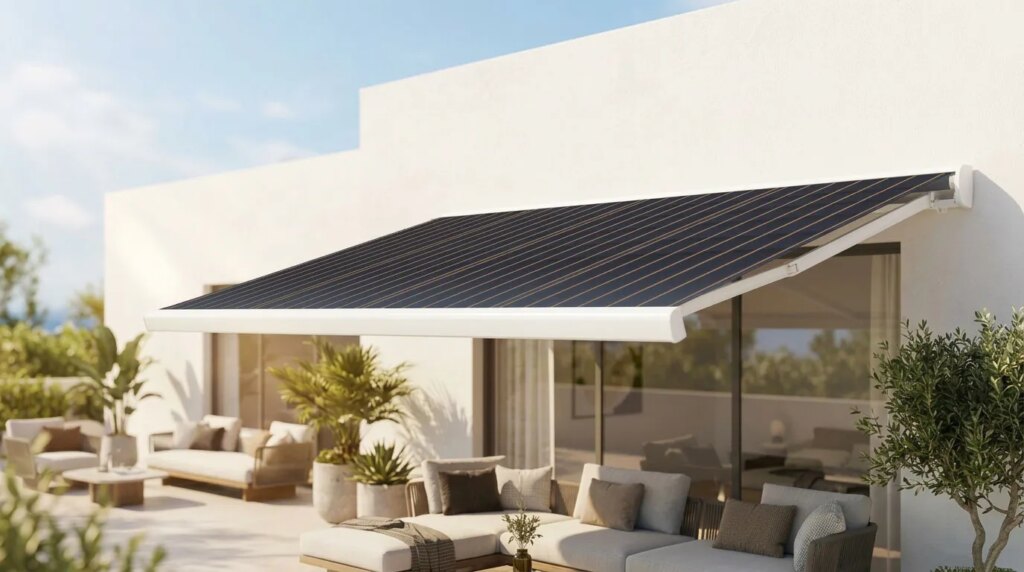 German Business Awnings That Shade Guests and Produce Electricity German Business Awnings That Shade Guests and Produce Electricity