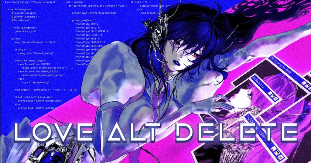 LOVE alt delete is a Y2K horror visual novel where you use one AI chatbot to help you date another that, don't worry, doesn't use the nasty generative stuff