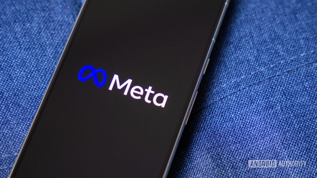 Meta logo on smartphone stock photo (4)
