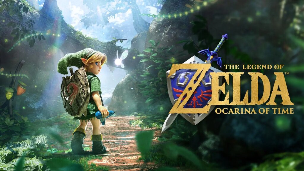 Nintendo Reveals Ocarina of Time Remake Release Date, a Zelda Switch 2 and a Real Ocarina young link looking back over his shoulder while entering a forrest