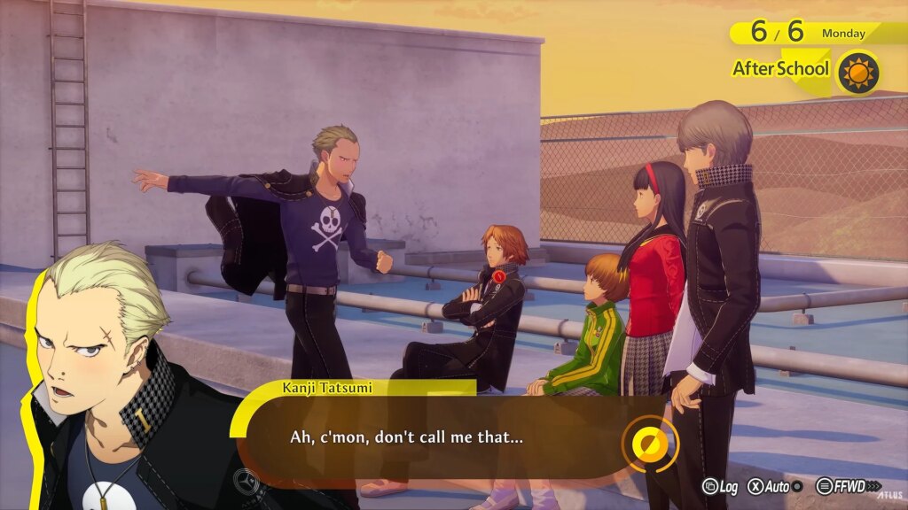 Persona 4 Revival Is Sticking With Kanji And Naoto’s Stories A screenshot of Persona 4 Revival showing Kanji talking to his friends.