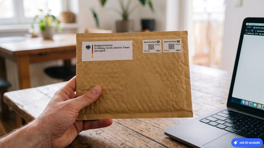 Regierung verschickt Sicherheitspaket gratis an alle Ein Paket liegt auf dem Tisch
