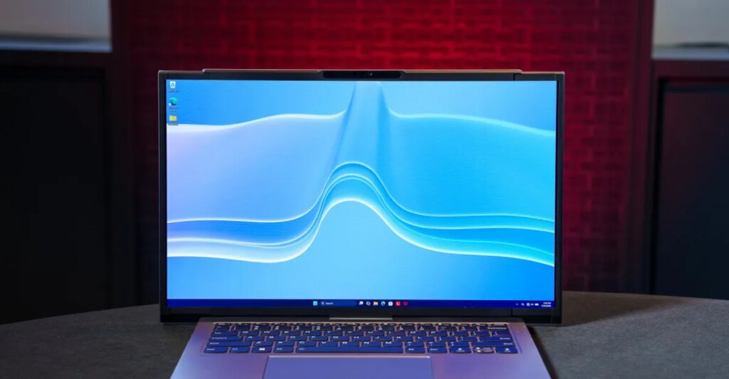 This 14-inch laptop has a screen that unrolls to 17 inches This 14-inch laptop has a screen that unrolls to 17 inches
