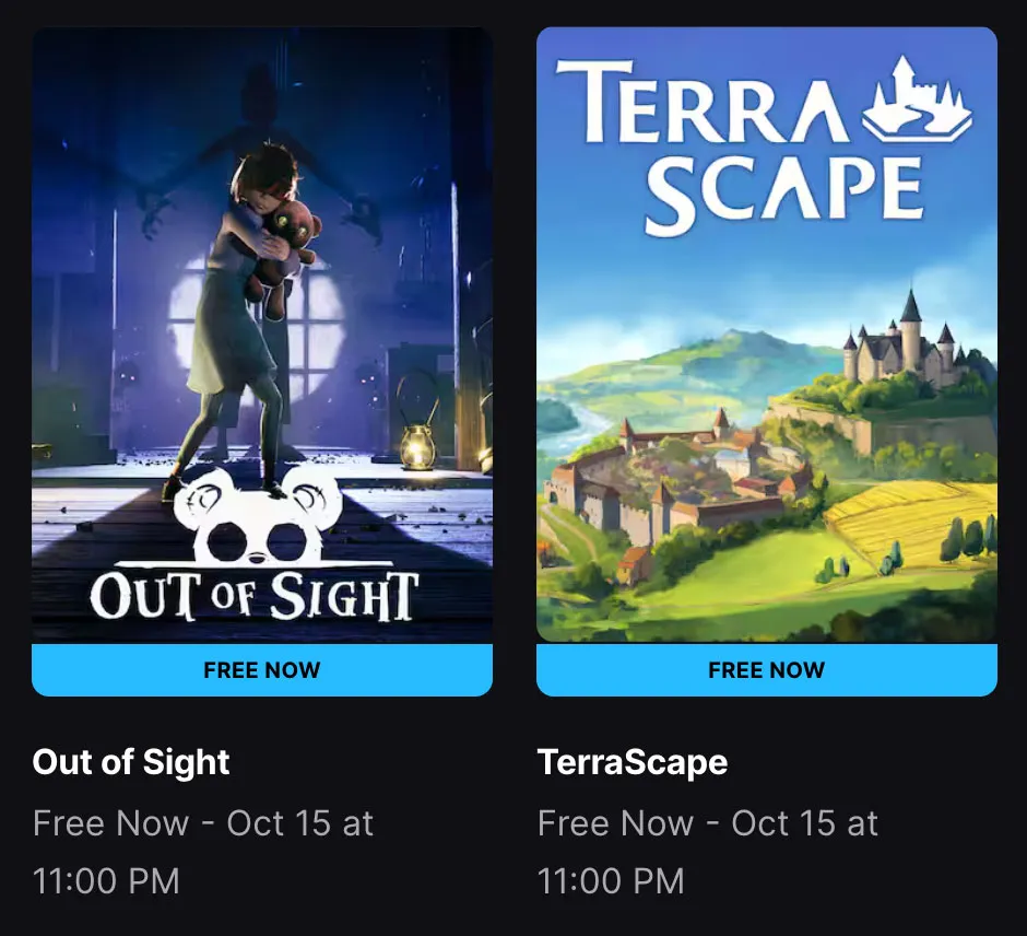 Claim Out of Sight and TerraScape Free on Epic Before Oct 15 Claim Out of Sight and TerraScape Free on Epic Before Oct 15