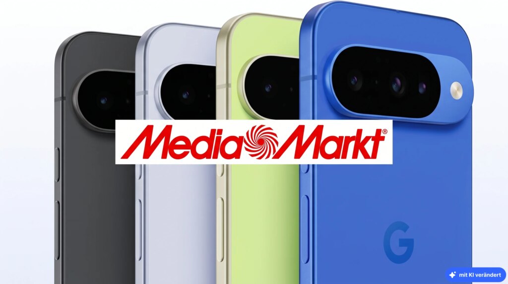 Mehrwertsteuer geschenkt: Beste Handy-Deals bei MediaMarkt Google Pixel Smartphones mit Media Markt Logo.