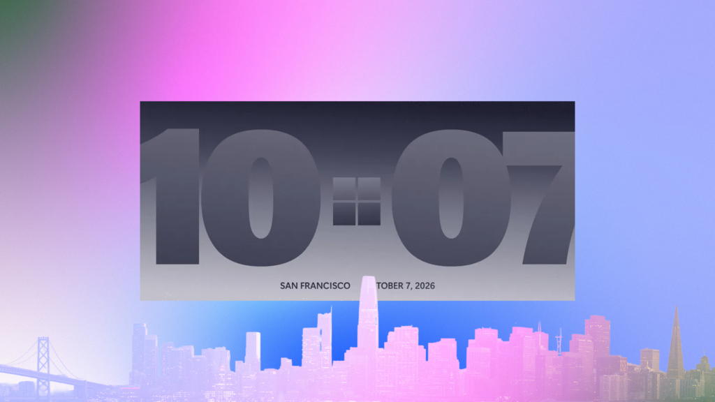 Microsoft Windows and Surface Event: What We Expect to See on Oct. 7 10.07 Microsoft event invite on rainbow background with San Francisco skyline