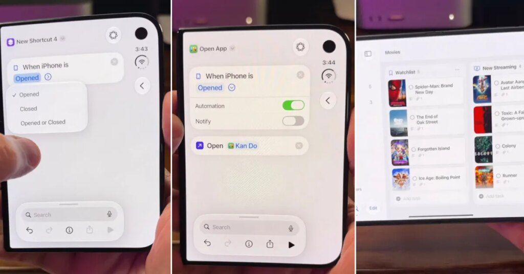 Watch the iPhone Duo run a Shortcuts automation when it is opened or closed Watch the iPhone Duo run a Shortcuts automation when it is opened or closed
